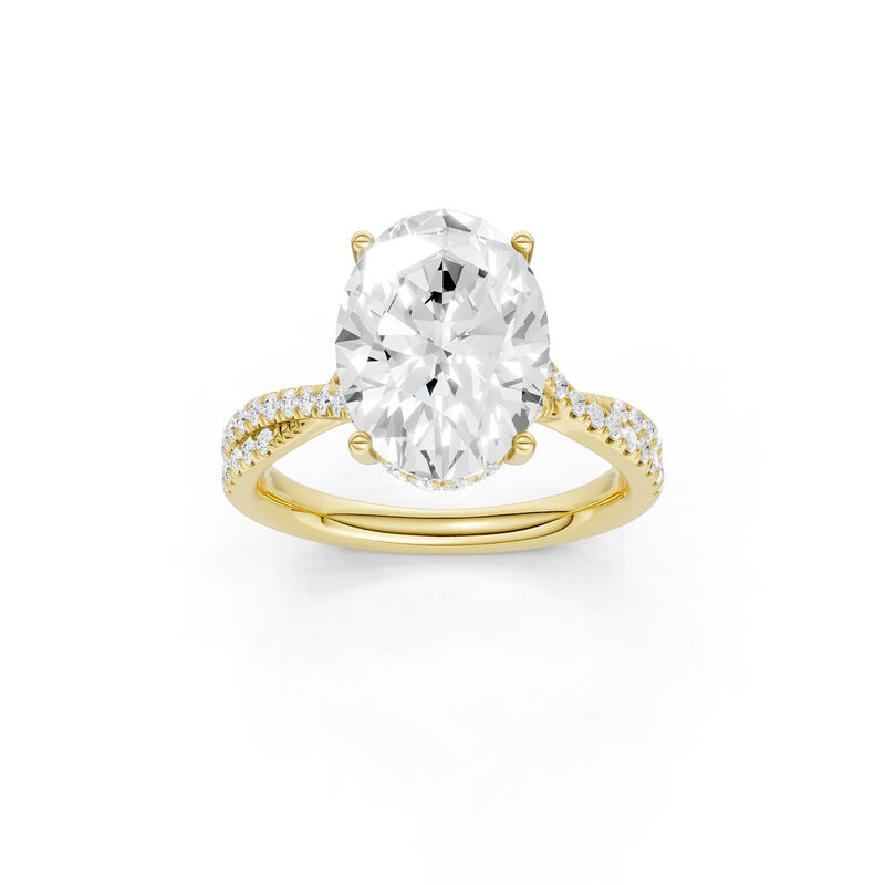 Oval Lab Grown 4 1/3ctw. Diamond Twist Enagement Ring in 14k Yellow Gold image number null